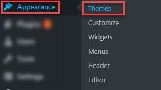 Appearance > Themes