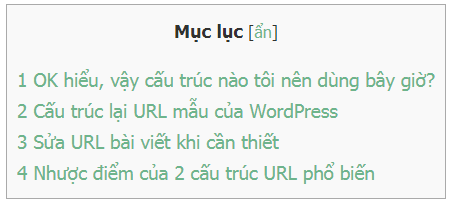 đánh số mục lục