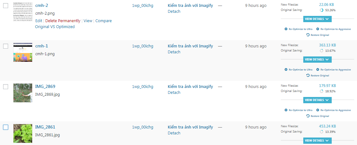 các ảnh nén trong thư viện