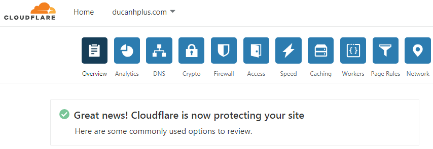 cập nhật DNS cho CloudFlare thành công