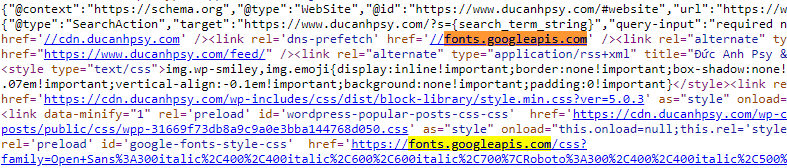 website sử dụng Google Fonts