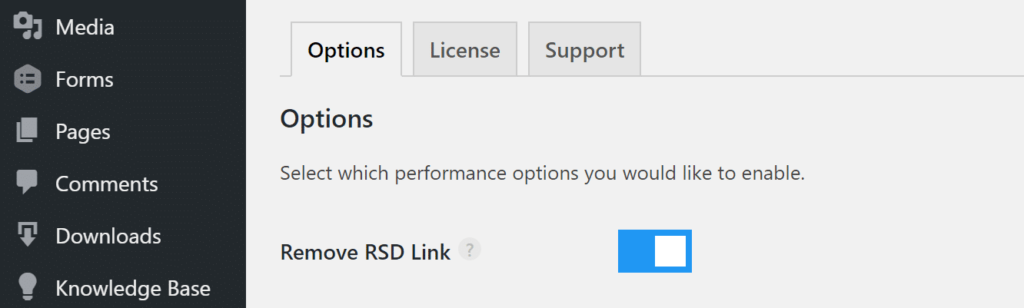 Loại bỏ liên kết RSD thông qua plugin perfmatters