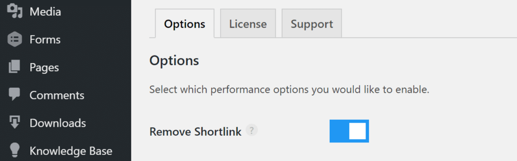 Loại bỏ shortlink bằng plugin perfmatters